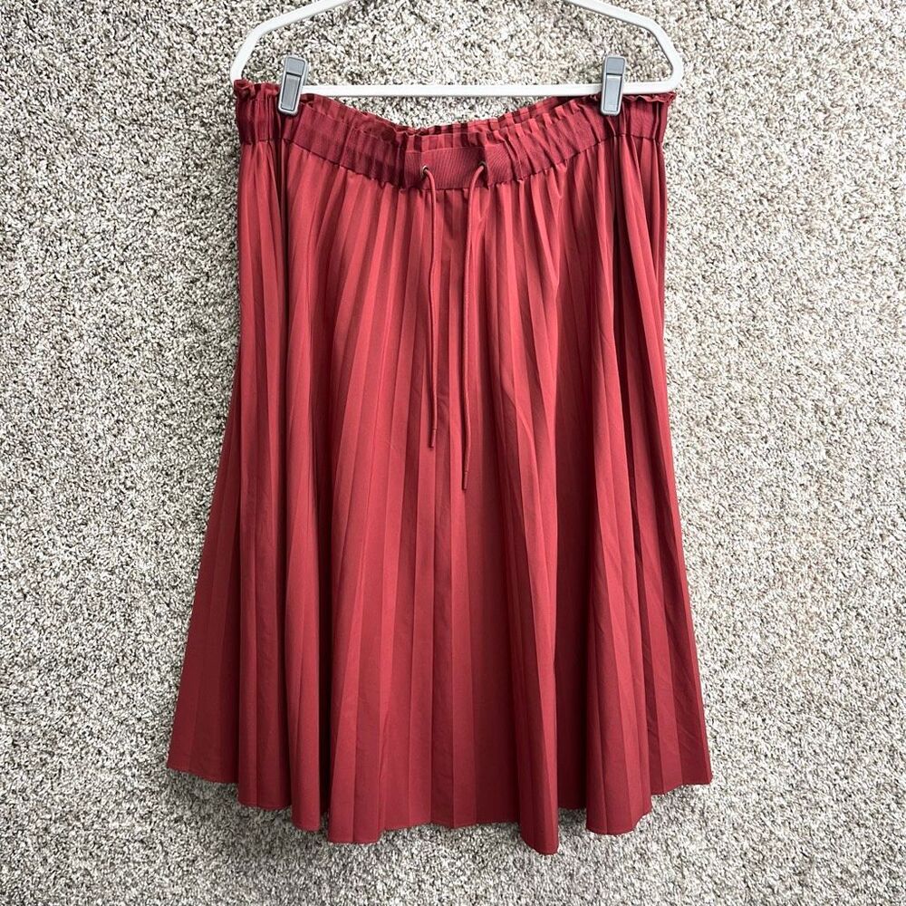 Athleta Skirt Women’s XL Hayes Dark Orange Pleated Midi